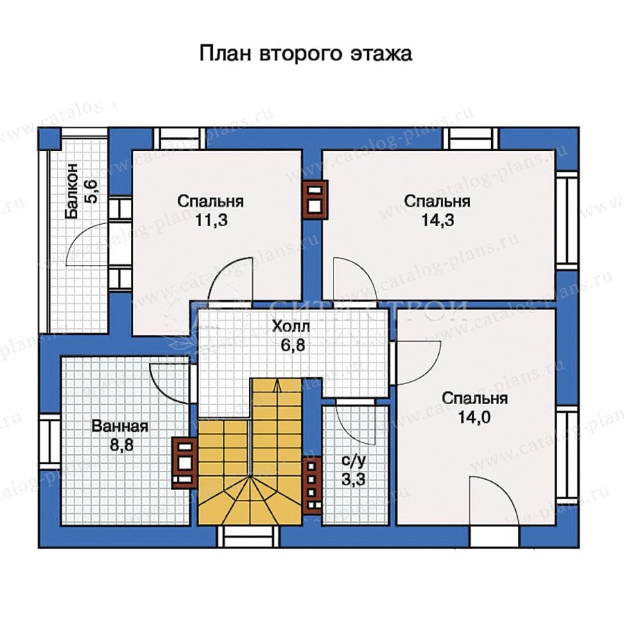 Планировка коттеджа 2 этажа прямоугольной формы